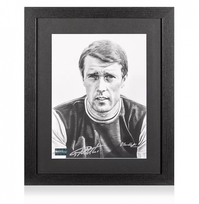 Sir Geoff Hurst Signed Tribute Artwork In Black Wooden Frame