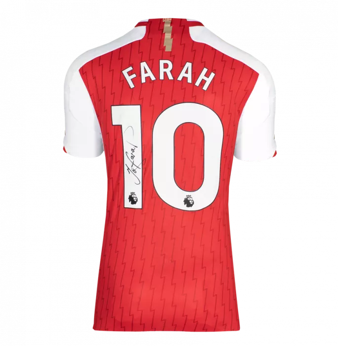 Sir Mo Farah Back Signed Arsenal 2023-24 Home Shirt In Hero Frame: Option 1