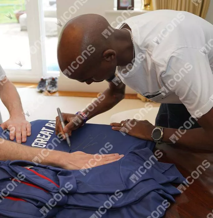 Sir Mo Farah Front Signed Adidas Team GB Polo Shirt In Classic Frame