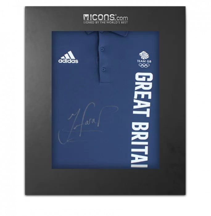 Sir Mo Farah Front Signed adidas Team GB Polo Shirt In Deluxe Packaging
