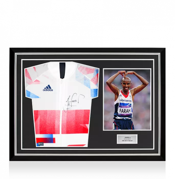 Sir Mo Farah Front Signed Team GB Podium Jacket In Hero Frame: Option 1