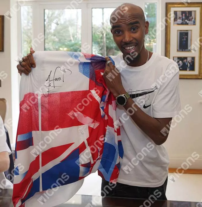 Sir Mo Farah Front Signed Team GB Podium Jacket In Classic Frame