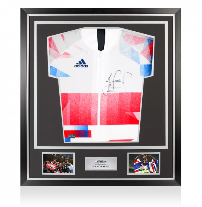 Sir Mo Farah Front Signed Team GB Podium Jacket In Classic Frame