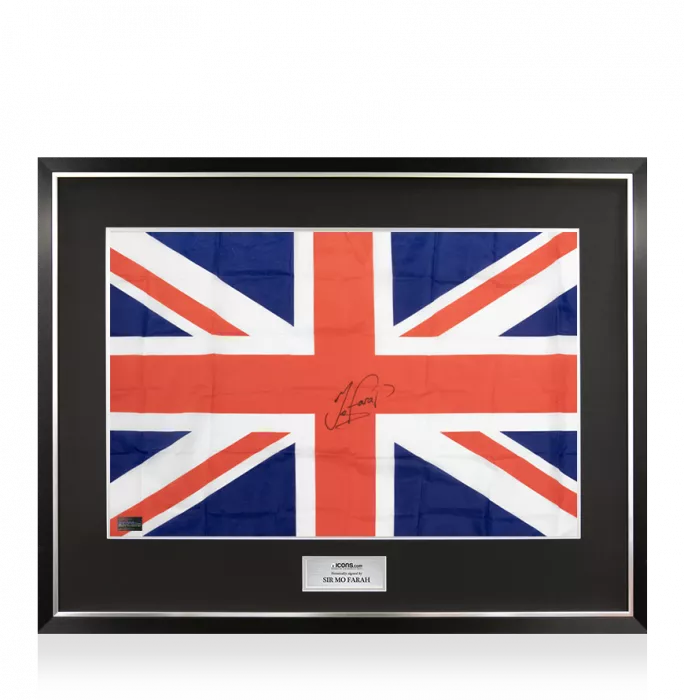 Sir Mo Farah Signed And Framed Union Jack Flag