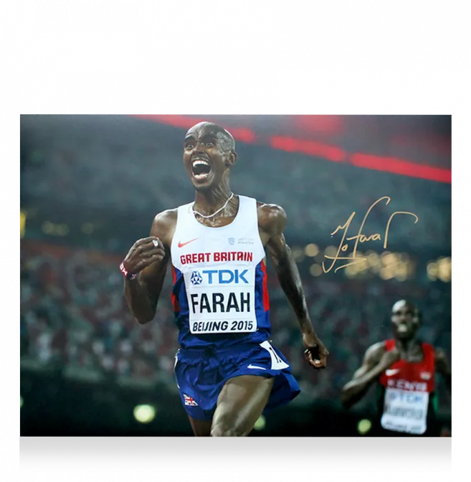 Sir Mo Farah Signed Photo In Premium Photo Frame: Beijing 2015 Men's 10 000m Gold