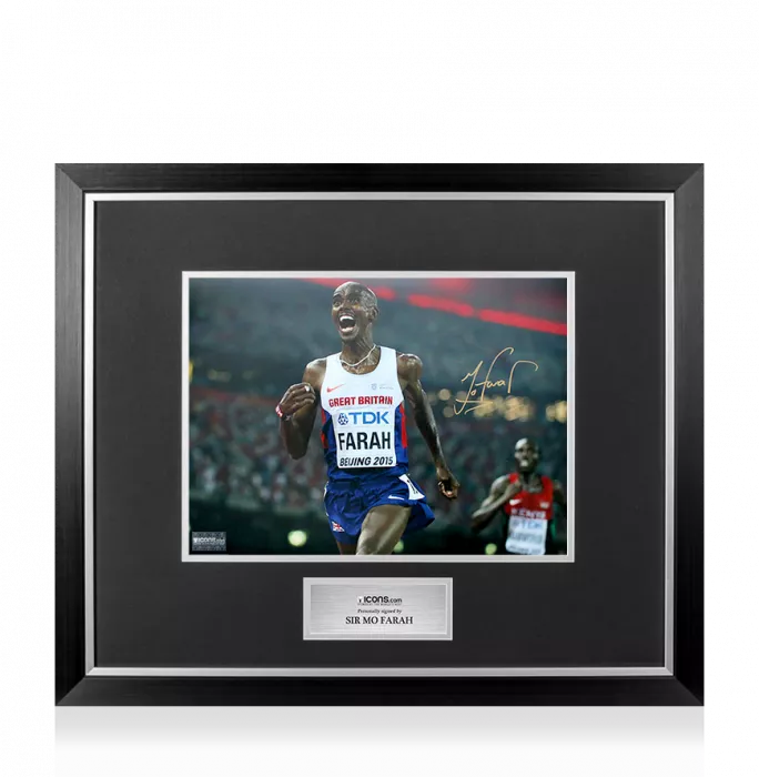 Sir Mo Farah Signed Photo In Premium Photo Frame: Beijing 2015 Men's 10 000m Gold