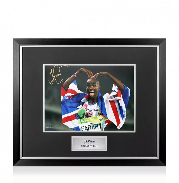 Sir Mo Farah Signed Photo In Premium Photo Frame: MoBot