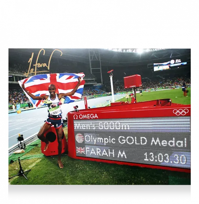 Sir Mo Farah Signed Photo In Premium Photo Frame: Rio 2016 Men's 5 000m Gold