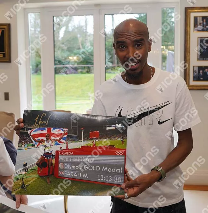 Sir Mo Farah Signed Photo In Premium Photo Frame: Rio 2016 Men's 5 000m Gold
