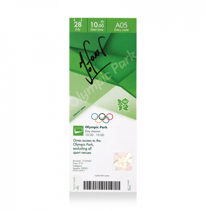 Sir Mo Farah Signed Ticket: London 2012 Olympic Park Access