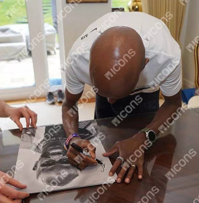 Sir Mo Farah Signed Tribute Artwork In Black Wooden Frame: Gold Medallist