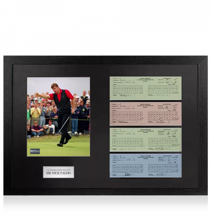 Sir Nick Faldo 1992 Muirfield Open Scorecards In Champion Golfer Of The Year Frame