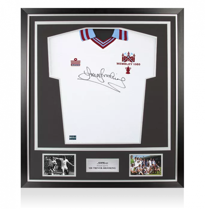Sir Trevor Brooking Front Signed West Ham Shirt - 1980 FA Cup Final Winner In Classic Frame