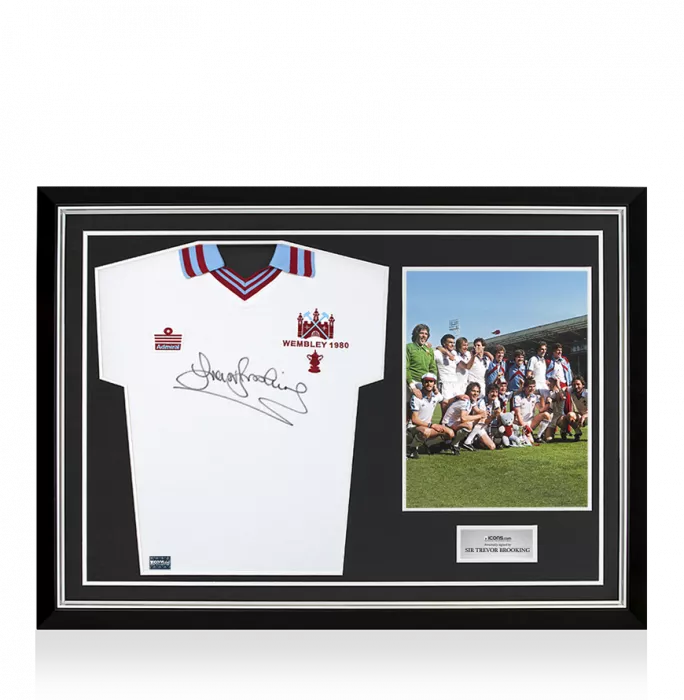 Sir Trevor Brooking Front Signed West Ham Shirt - 1980 FA Cup Final Winner In Hero Frame: Option 1