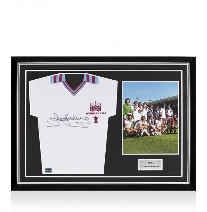 Sir Trevor Brooking Front Signed West Ham Shirt - 1980 FA Cup Final Winner In Hero Frame: Option 1