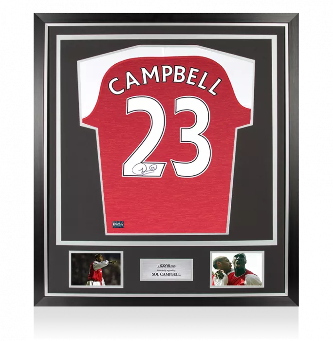 Sol Campbell Back Signed Arsenal Home Shirt In Classic Frame