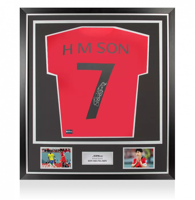 Son Heung-min Back Signed Korea Republic Retro Shirt In Classic Frame