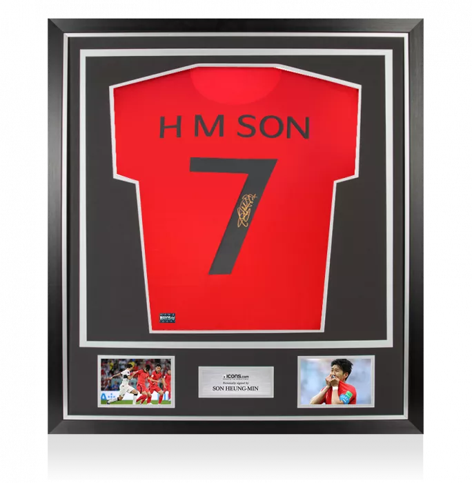 Son Heung-min Back Signed Korea Republic Retro Shirt In Classic Frame