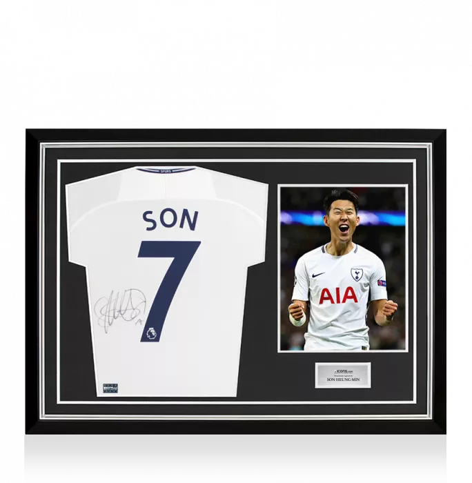 Son Heung-min Back Signed Tottenham Hotspur 2017-18 Home Shirt In Hero Frame: Option 1
