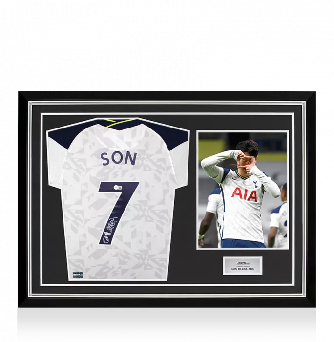 Son Heung-min Back Signed Tottenham Hotspur 2020-21 Home Shirt In Hero Frame: Option 1