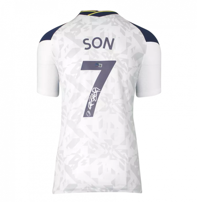Son Heung-min Back Signed Tottenham Hotspur 2020-21 Home Shirt In Deluxe Packaging