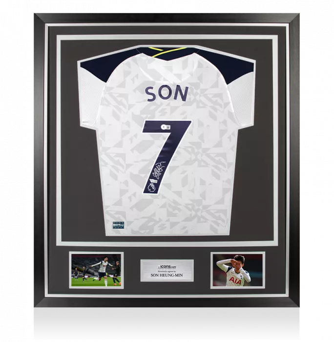Son Heung-min Back Signed Tottenham Hotspur 2020-21 Home Shirt In Classic Frame