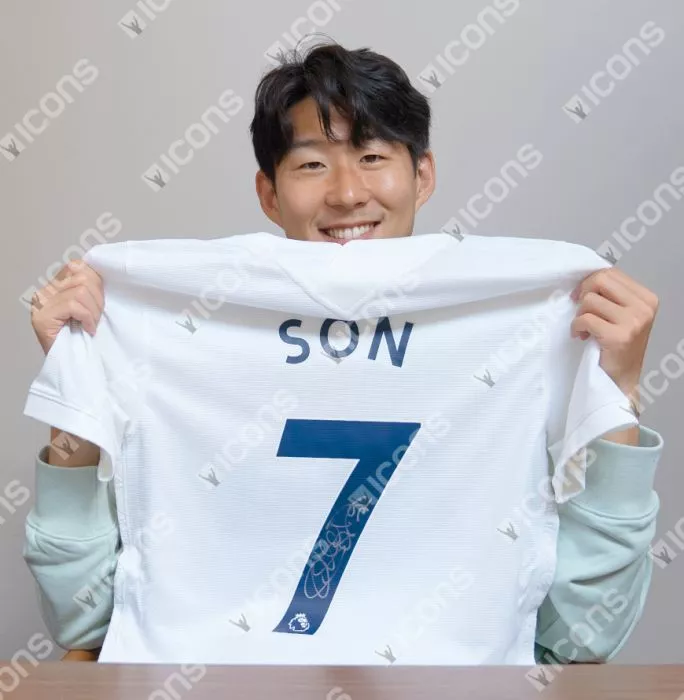 Son Heung-min Back Signed Tottenham Hotspur 2021-22 Home Shirt In Hero Frame: Option 1