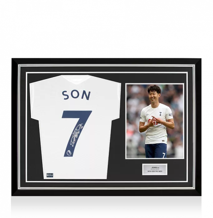 Son Heung-min Back Signed Tottenham Hotspur 2021-22 Home Shirt In Hero Frame: Option 1