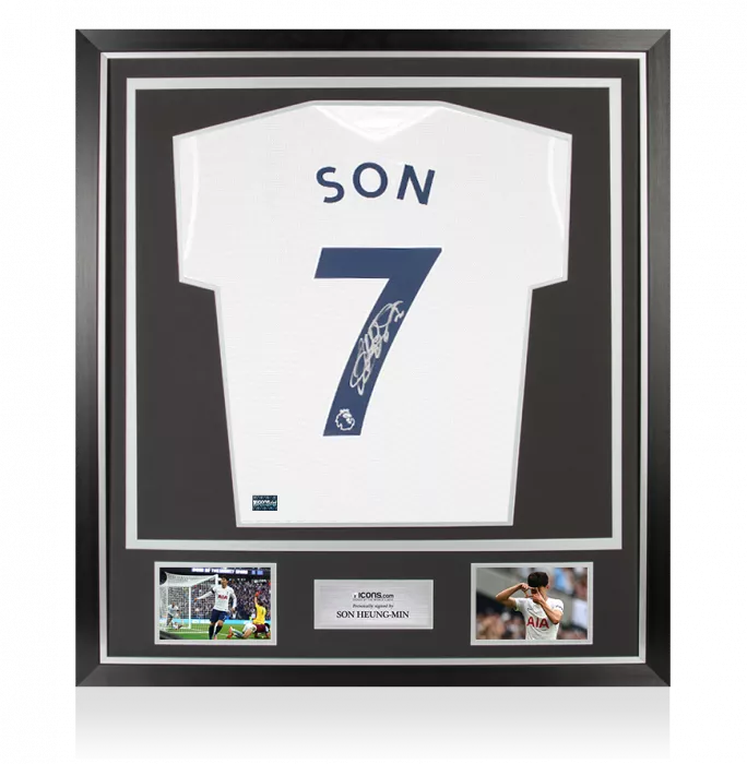 Son Heung-min Back Signed Tottenham Hotspur 2021-22 Home Shirt In Classic Frame