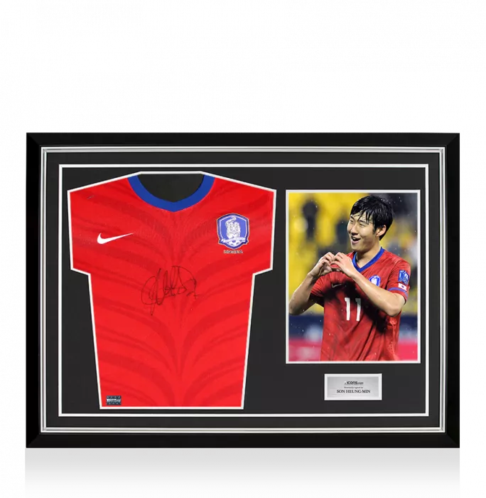 Son Heung-min Front Signed Korea Republic 2010-12 Home Shirt In Hero Frame: Option 1