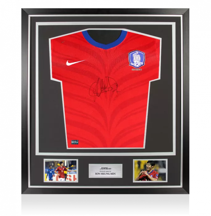 Son Heung-min Front Signed Korea Republic 2010-12 Home Shirt In Classic Frame