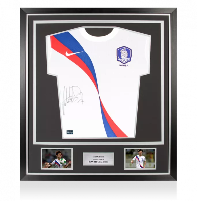 Son Heung-min Front Signed Korea Republic 2012-13 Away Shirt In Classic Frame