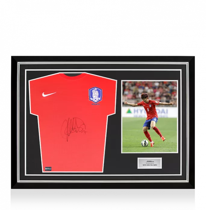 Son Heung-min Front Signed Korea Republic 2012-13 Home Shirt In Hero Frame: Option 1