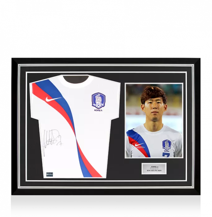 Son Heung-min Front Signed Korea Republic 2012-13 Away Shirt In Hero Frame: Option 1