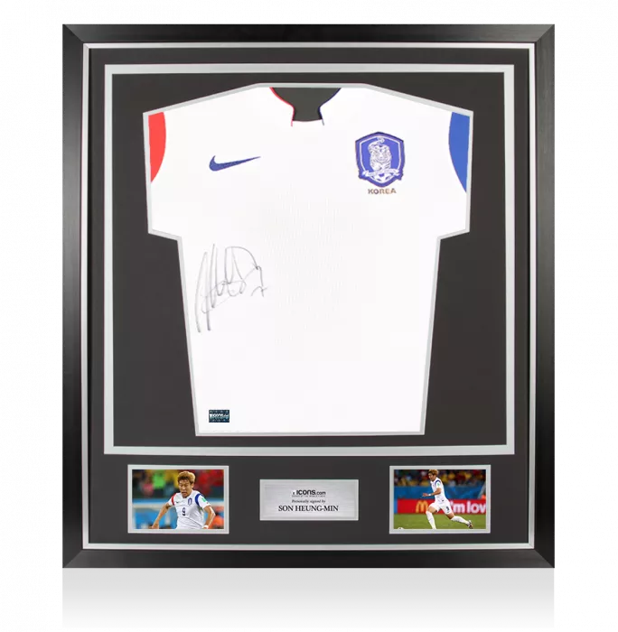 Son Heung-min Front Signed Korea Republic 2014-15 Away Shirt In Classic Frame