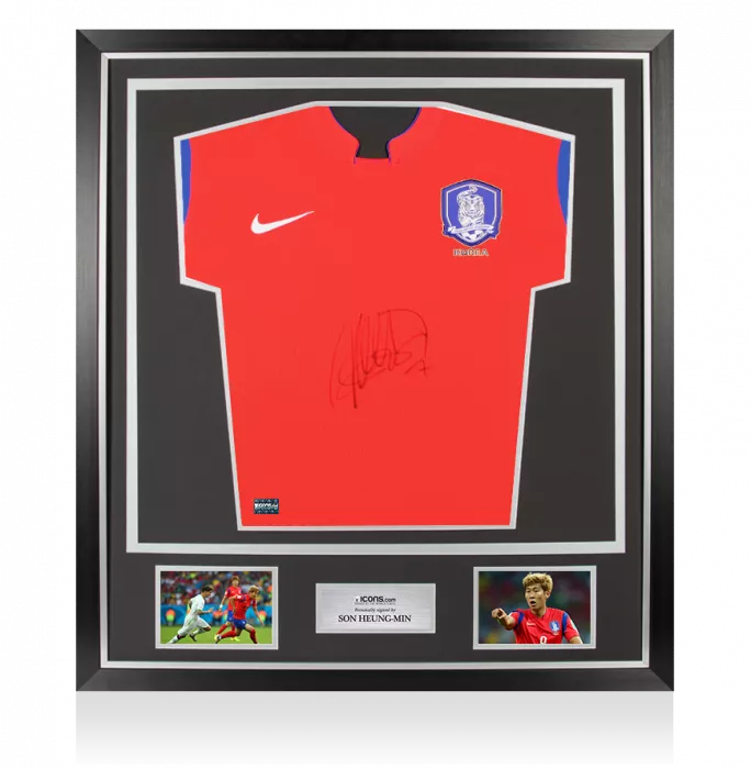 Son Heung-min Front Signed Korea Republic 2014-15 Home Shirt In Classic Frame
