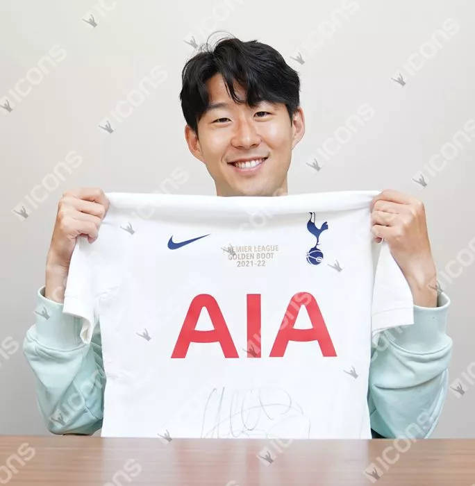Son Heung-min Front Signed Tottenham Hotspur 2021-22 Home Shirt: 2021-22 Premier League Golden Boot Edition In Classic Frame