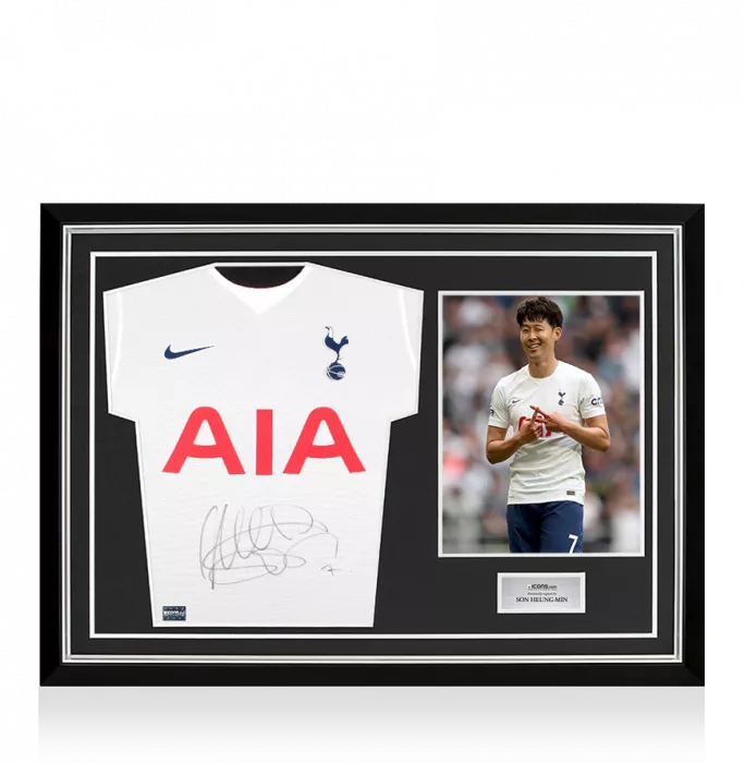 Son Heung-min Front Signed Tottenham Hotspur 2021-22 Home Shirt In Hero Frame: Option 1
