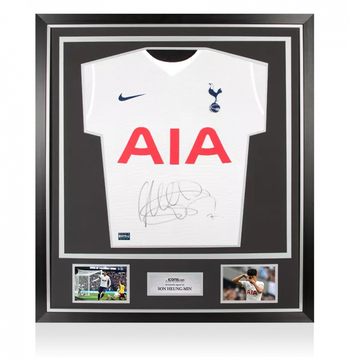 Son Heung-min Front Signed Tottenham Hotspur 2021-22 Home Shirt In Classic Frame