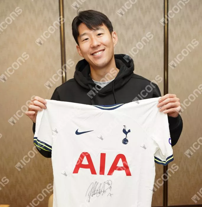 Son Heung-min Front Signed Tottenham Hotspur 2022-23 Home Shirt In Classic Frame