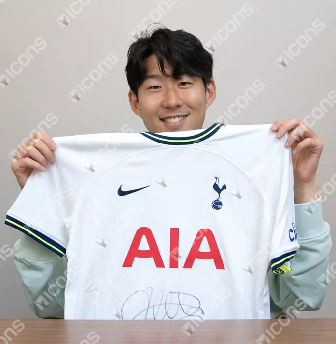 Son Heung-min Front Signed Tottenham Hotspur 2022-23 Home Shirt In Hero Frame: Option 1