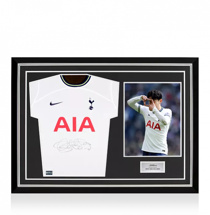 Son Heung-min Front Signed Tottenham Hotspur 2022-23 Home Shirt In Hero Frame: Option 1