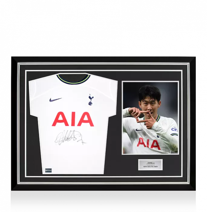 Son Heung-min Front Signed Tottenham Hotspur 2022-23 Home Shirt In Hero Frame: Option 1