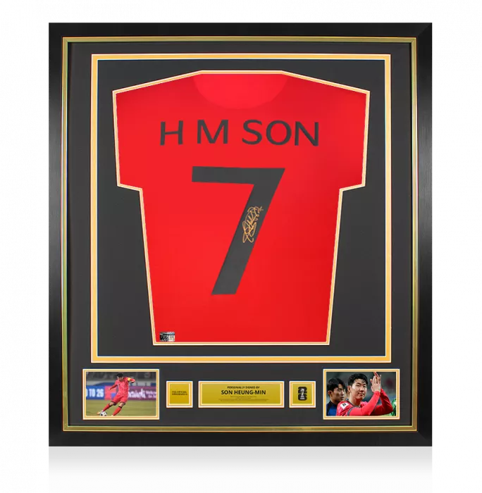 Son Heung-min Official 2026 FIFA World Cup™ Back Signed And Framed Retro Korea Republic Shirt