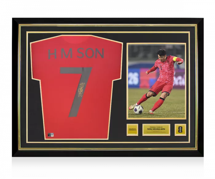 Son Heung-min Official 2026 FIFA World Cup™ Back Signed and Hero Framed Retro Korea Republic Shirt