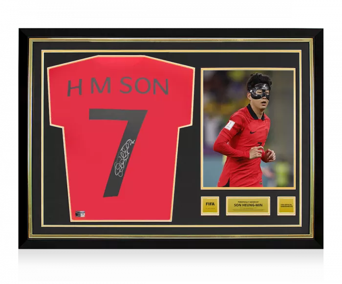 Son Heung-min Official FIFA World Cup™ Back Signed and Hero Framed Retro Korea Republic Shirt