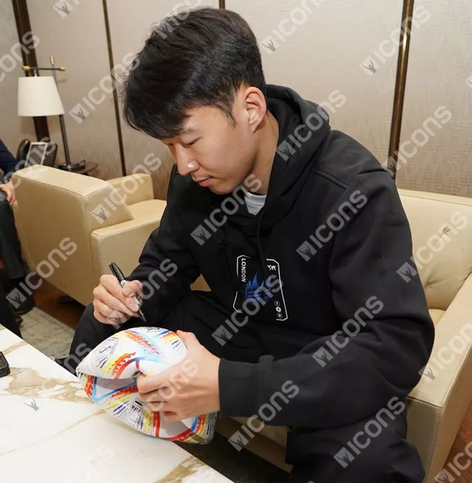 Son Heung-min Signed 2022 FIFA World Cup Football In Acrylic Case