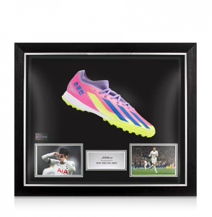 Son Heung-min Signed Adidas Crazyfast HMS Astro Boot In Bubble Frame: Option 1