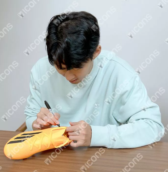 Son Heung-min Signed Adidas X Boot Orange In Acrylic Case