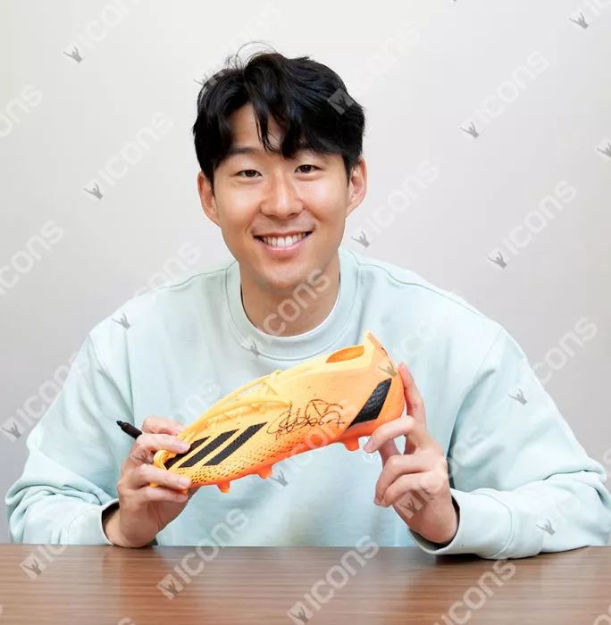Son Heung-min Signed Adidas X Boot Orange In Acrylic Case